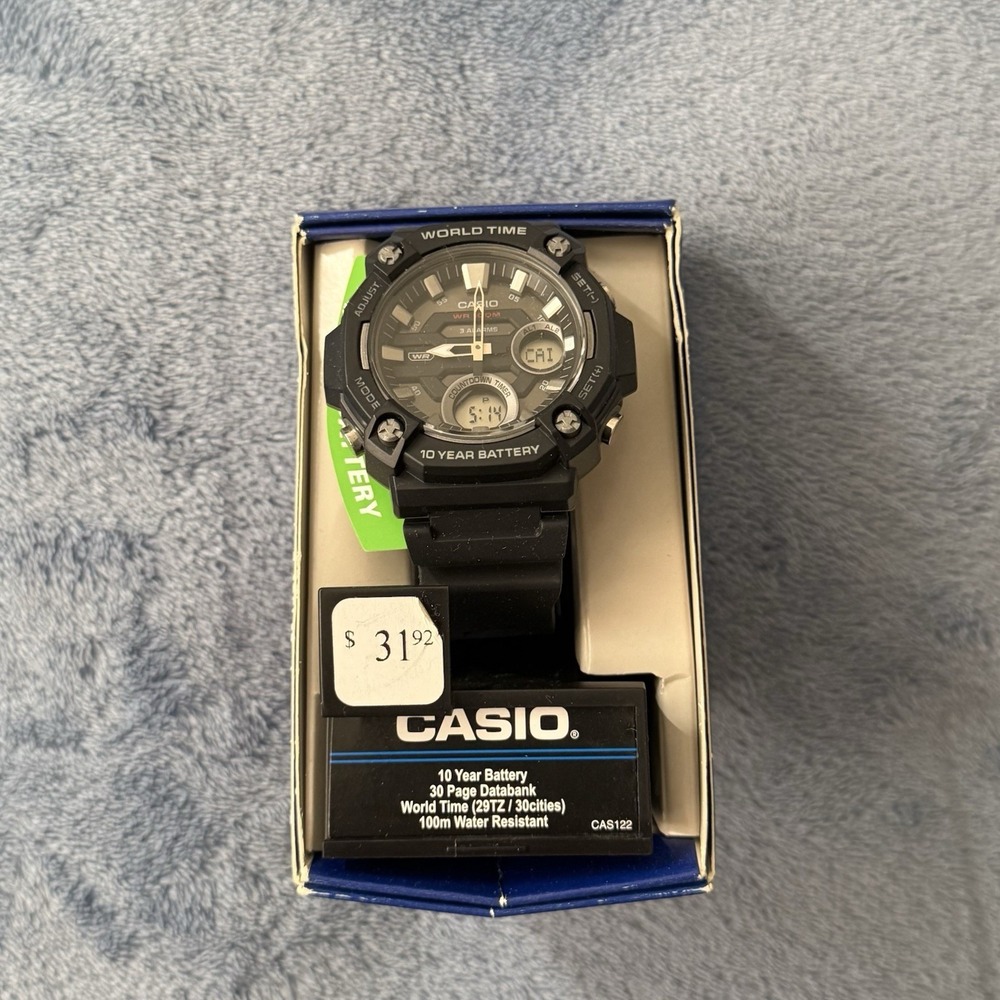 Casio Telememo 30 Men's Black Watch - AEQ110W1AV